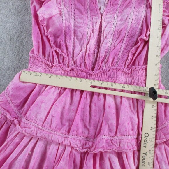 EUC LoveShackFancy Mini Dress Womens Medium Bordeaux Pink Hand Dye - Picture 10 of 11